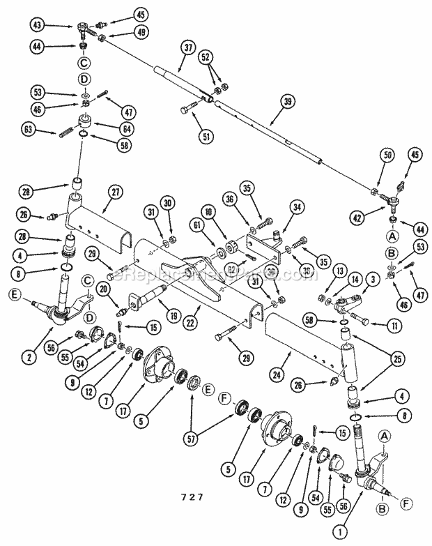 Front Axle - 2wd 723 & 727 Series (Adjustable Diagram and Parts List for 544-434D100, 545-434D100, 546-434D100 Cub Cadet Lawn Tractor